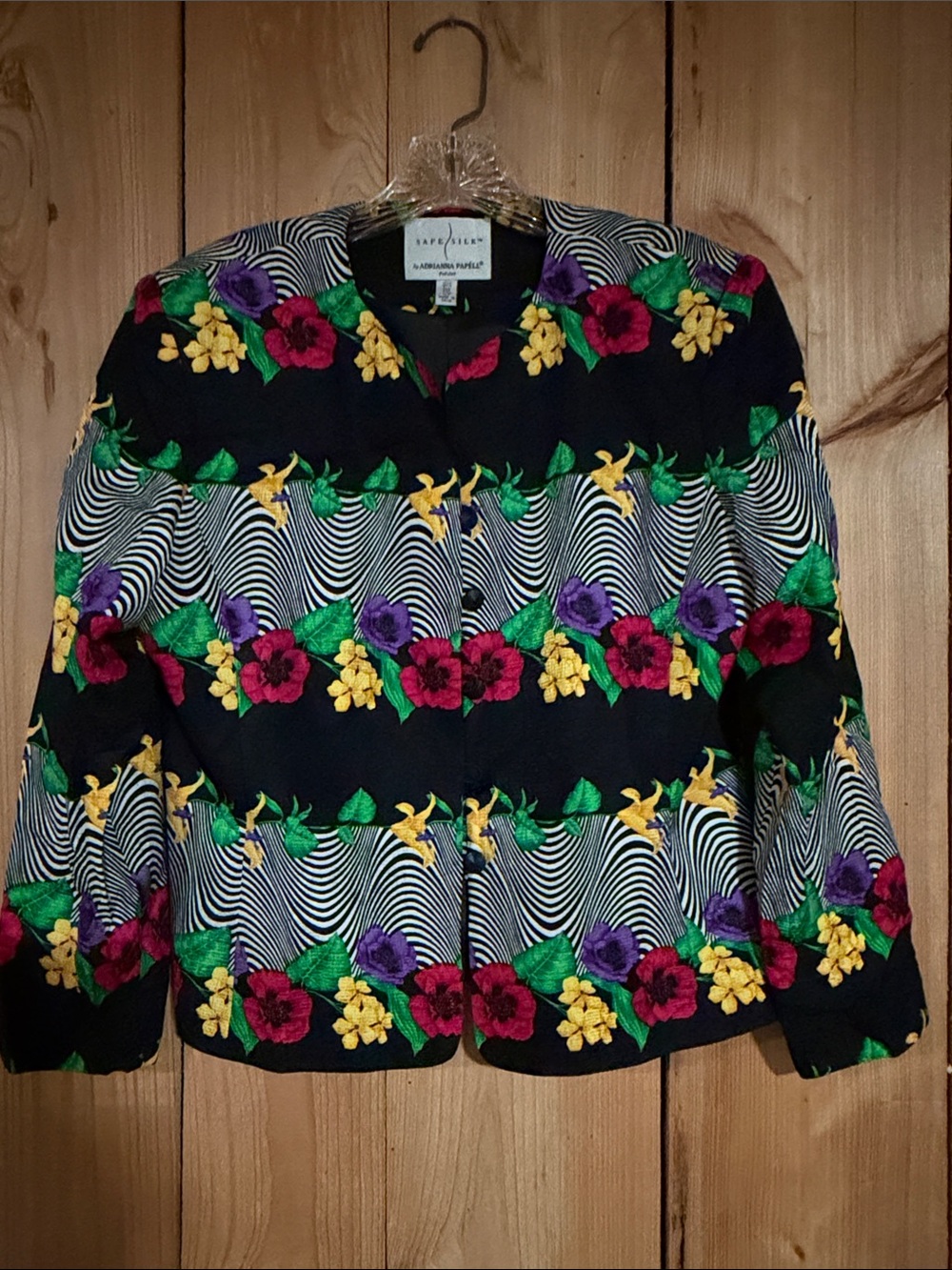 Adrianna Papell Black Floral  Blazer